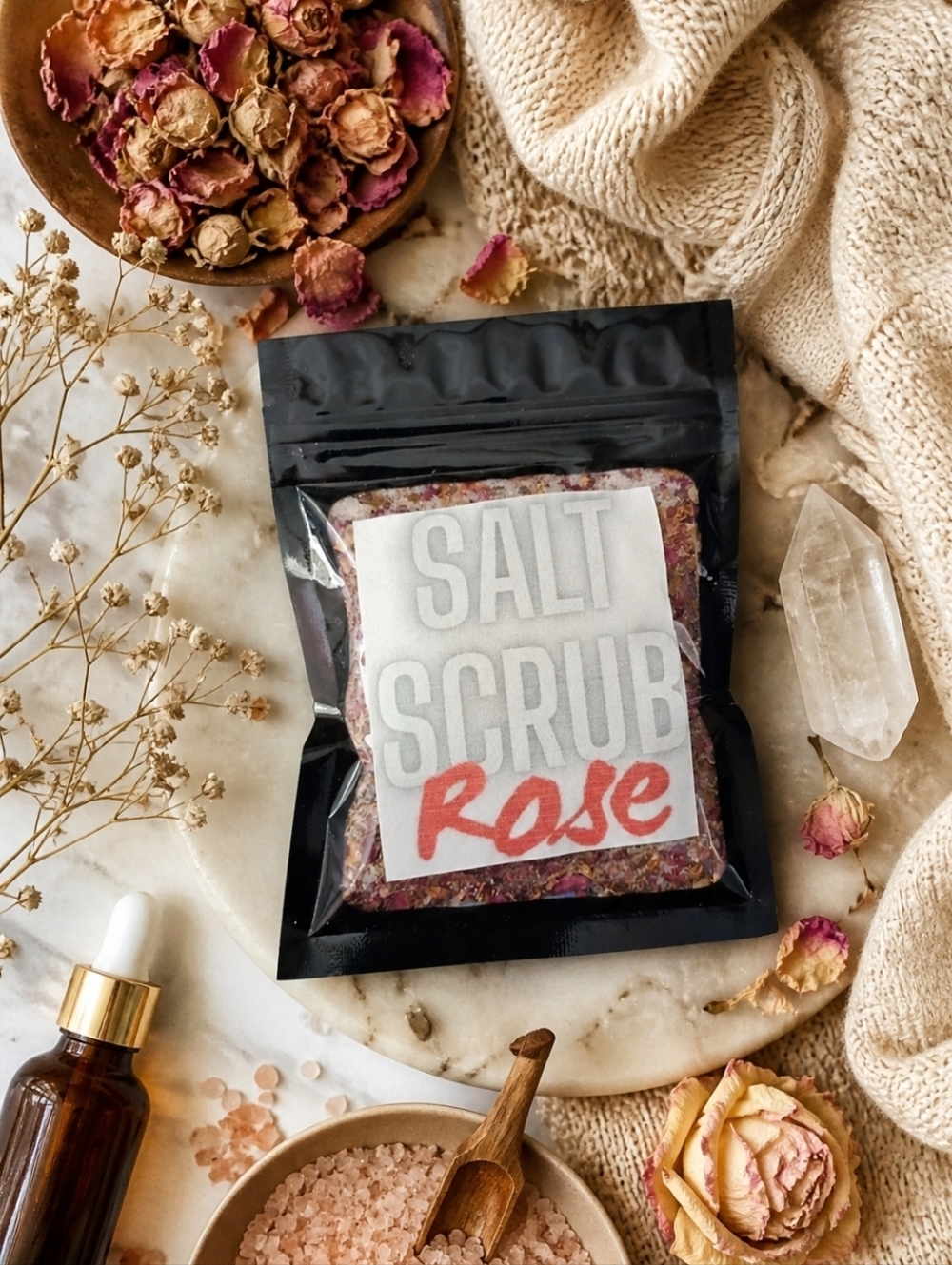 4/$15 Rose Salt Scrub For Oily Skin Facial - Self Care